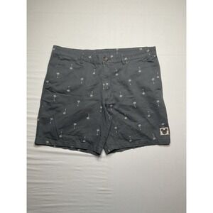 Junkfood Shorts Mens Large Grey Palm Tree Print Chino Disney Patch Summer Casual